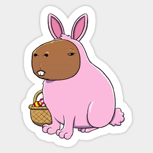 Capybara Easter Bunny Costume Sticker